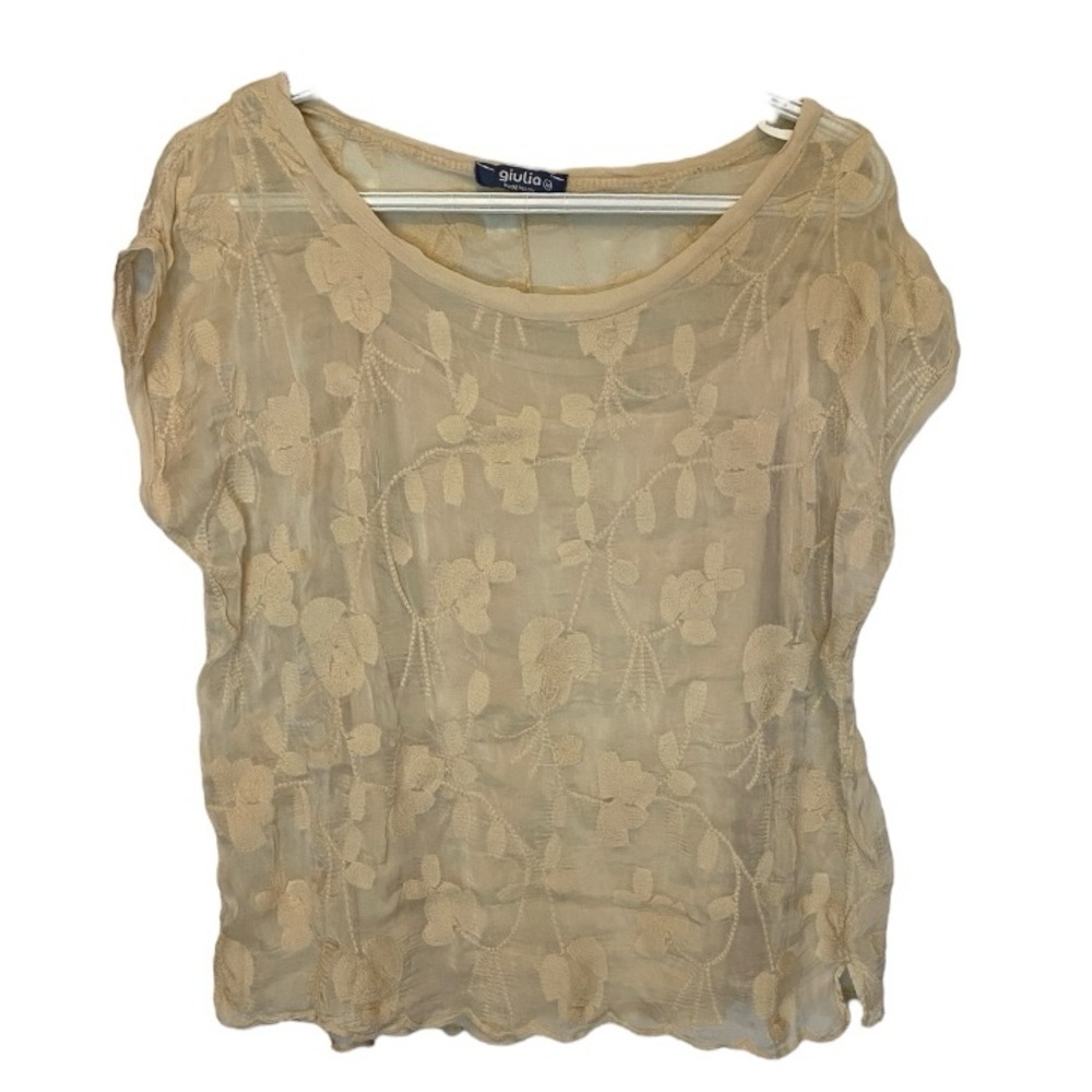 Giulia's Tan Sheer Cap Sleeve Blouse